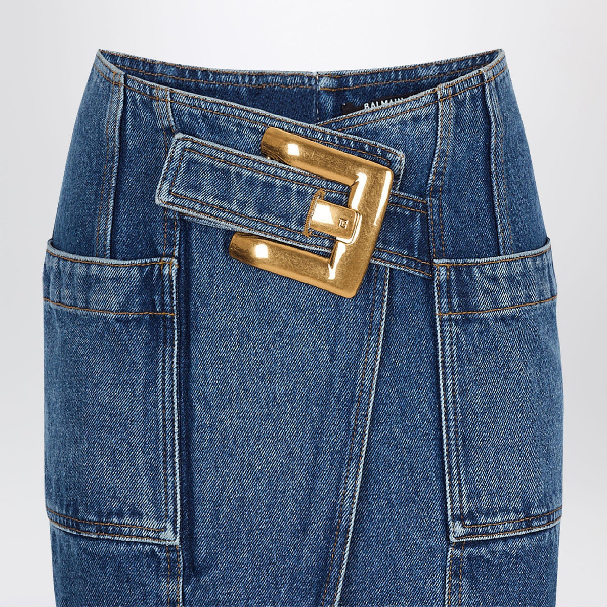 Balmain Denim Skirt With Belt Women BALMAIN