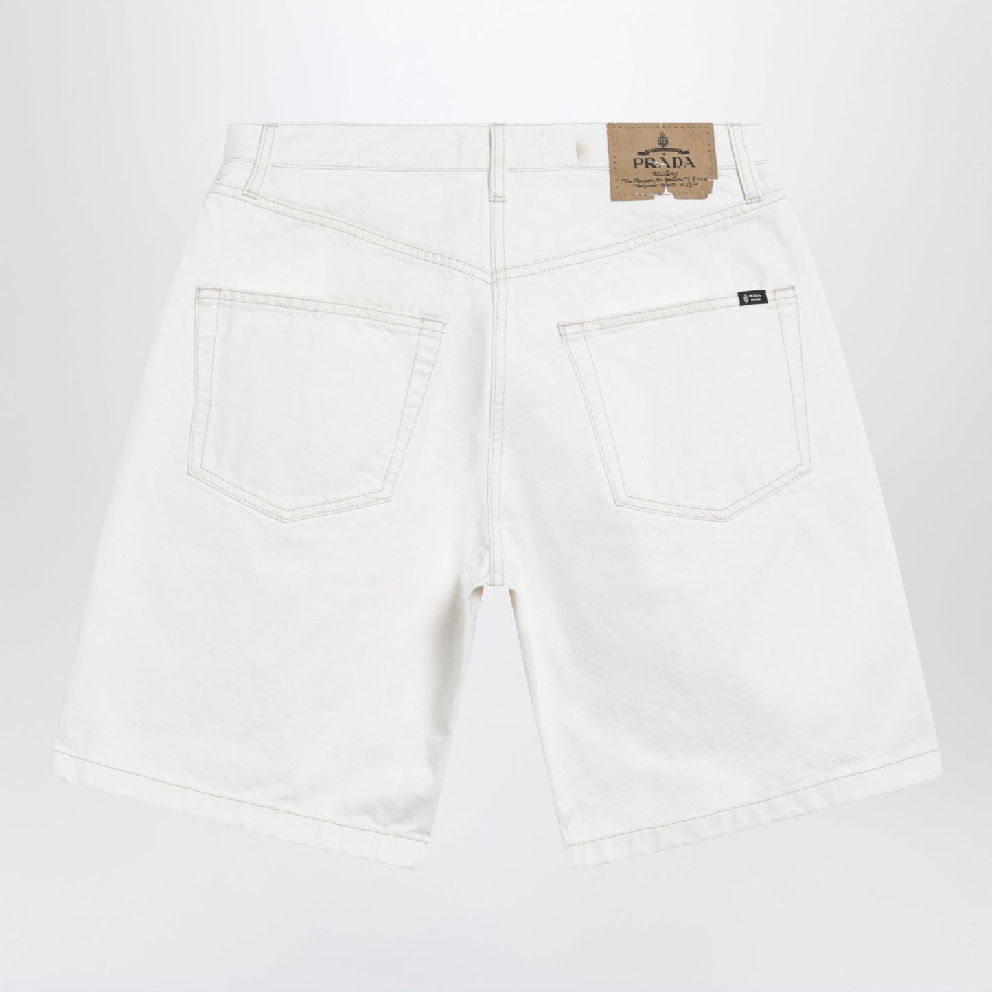 Prada White Old Denim Bermuda Shorts Women PRADA
