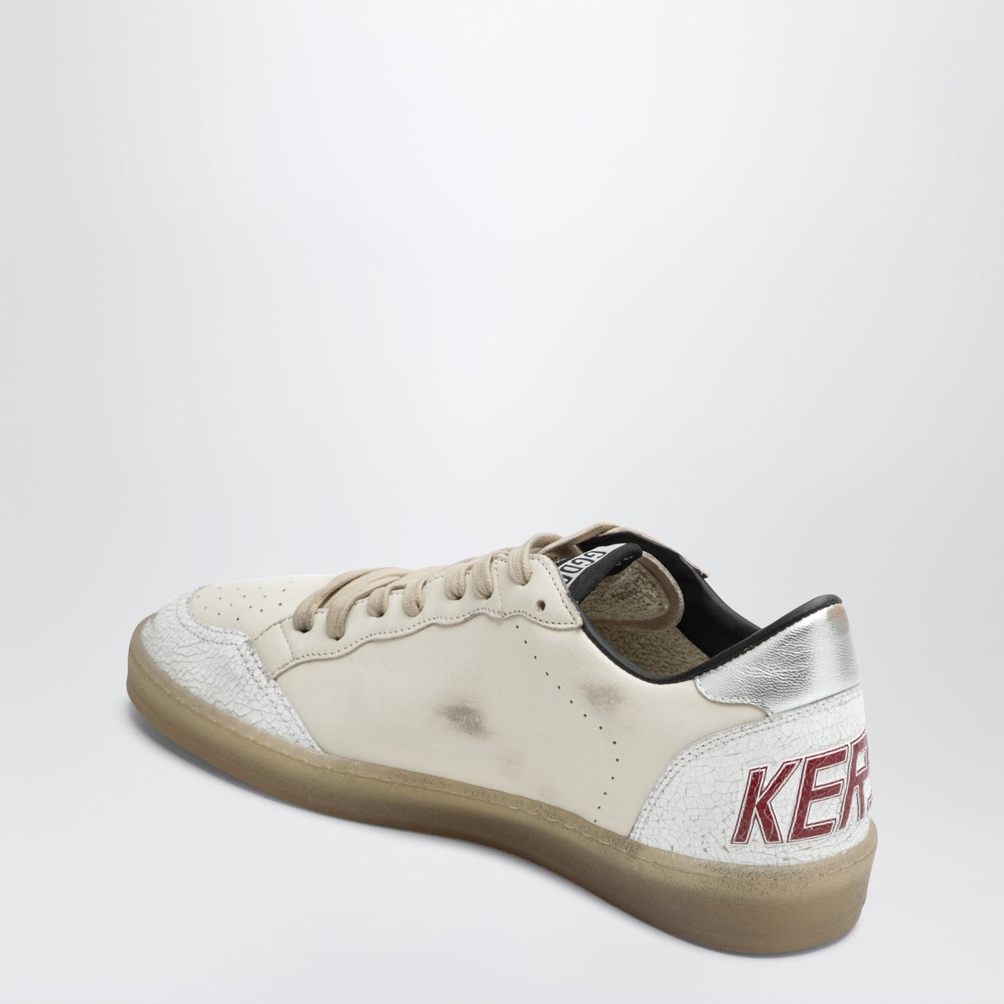 Golden Goose Ball Star Sneakers In Butter Beige/White/Red Men GOLDEN GOOSE