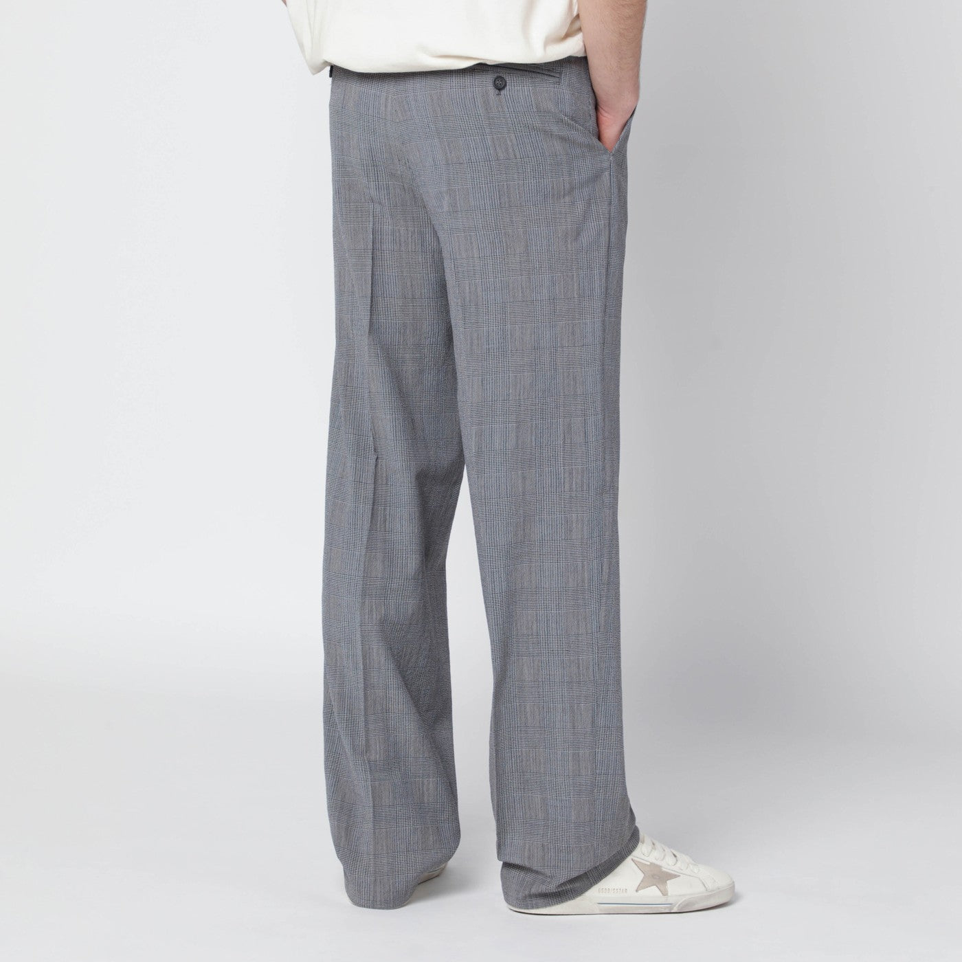 Golden Goose Grey Prince Of Wales Trousers Men GOLDEN GOOSE