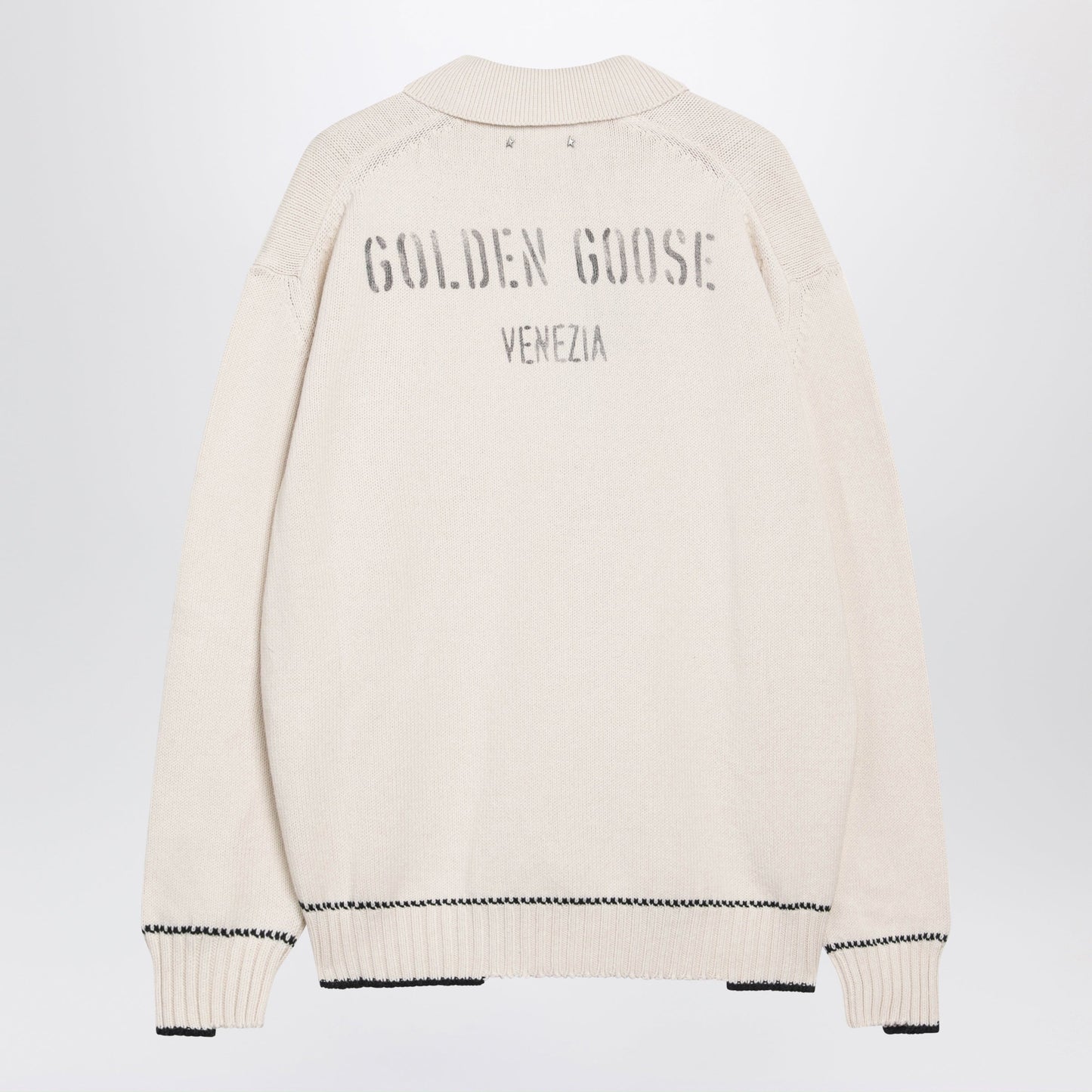 Golden Goose Polo Rindley With Logo Print In Cotton Blend, Heritage White Men GOLDEN GOOSE
