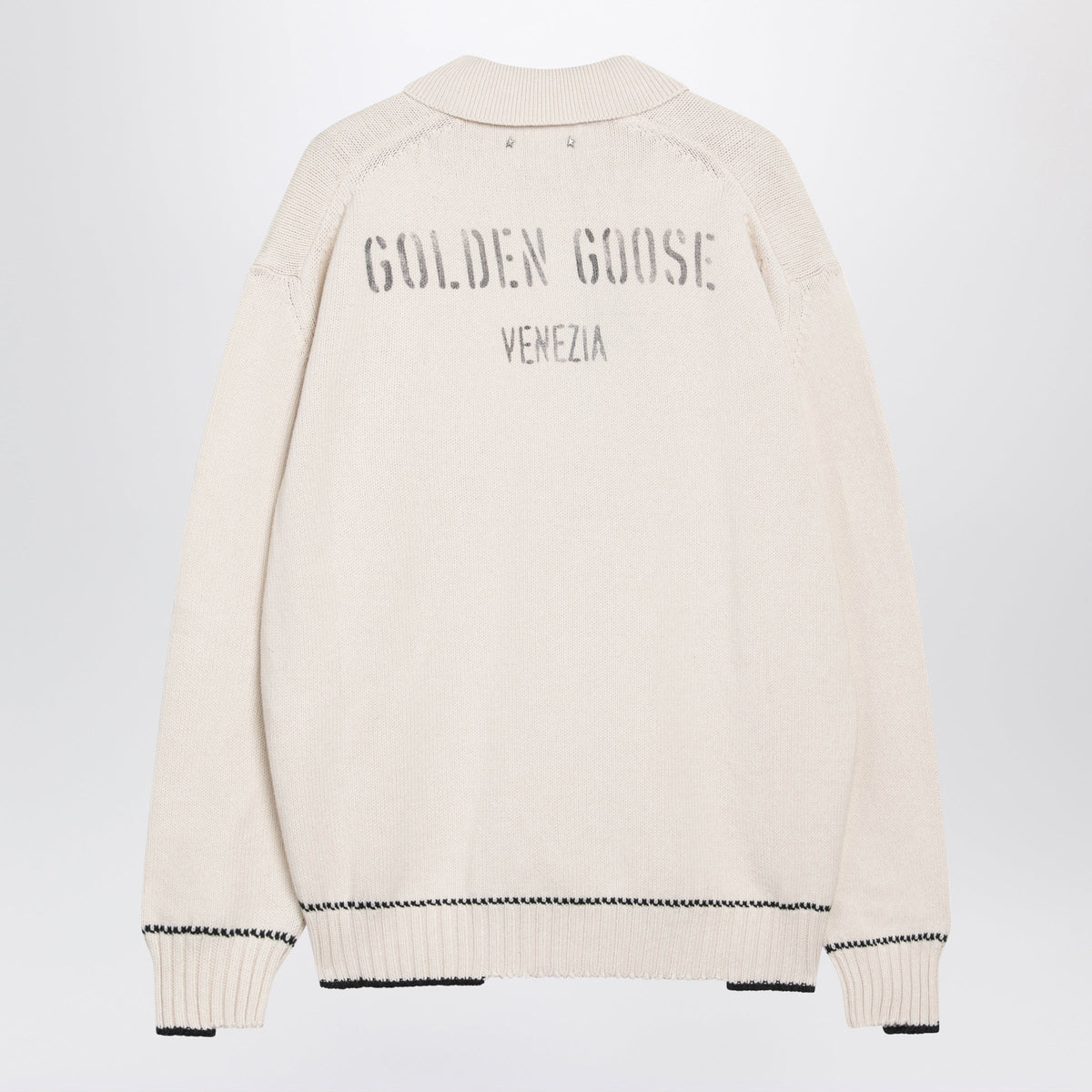 Golden Goose Polo Rindley With Logo Print In Cotton Blend, Heritage White Men GOLDEN GOOSE