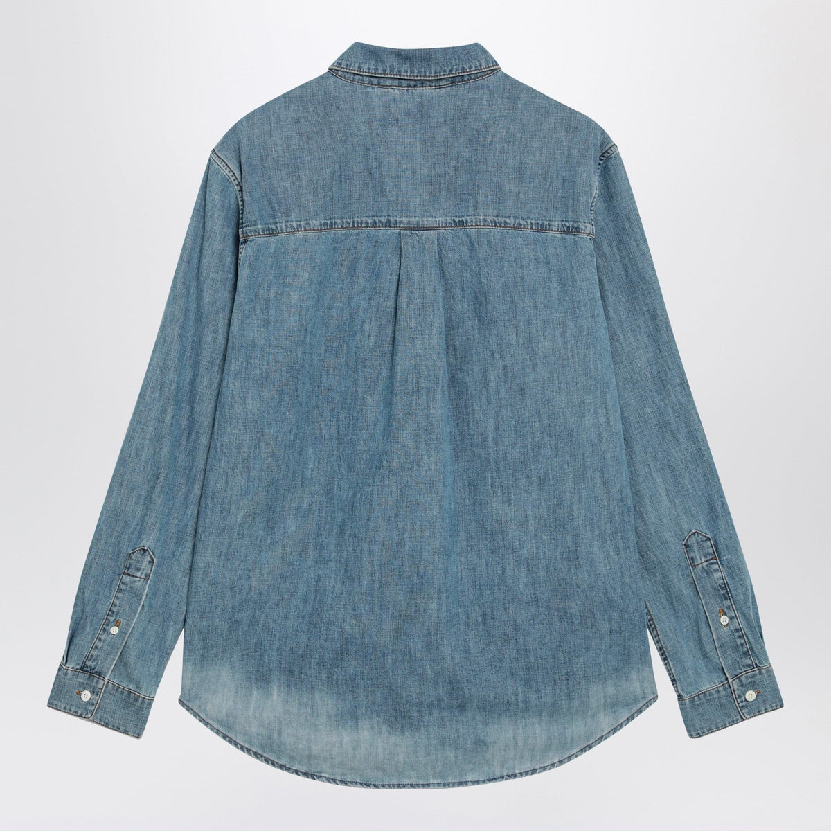 Miu Miu Bleached Cotton Chambray Shirt In Light Blue Women MIU MIU