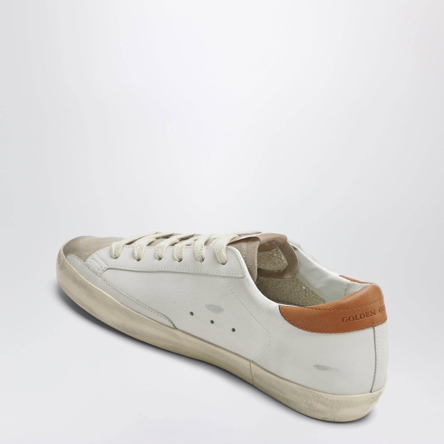 Golden Goose Super-Star Sneakers In White/Beige With Glitter Star Women GOLDEN GOOSE