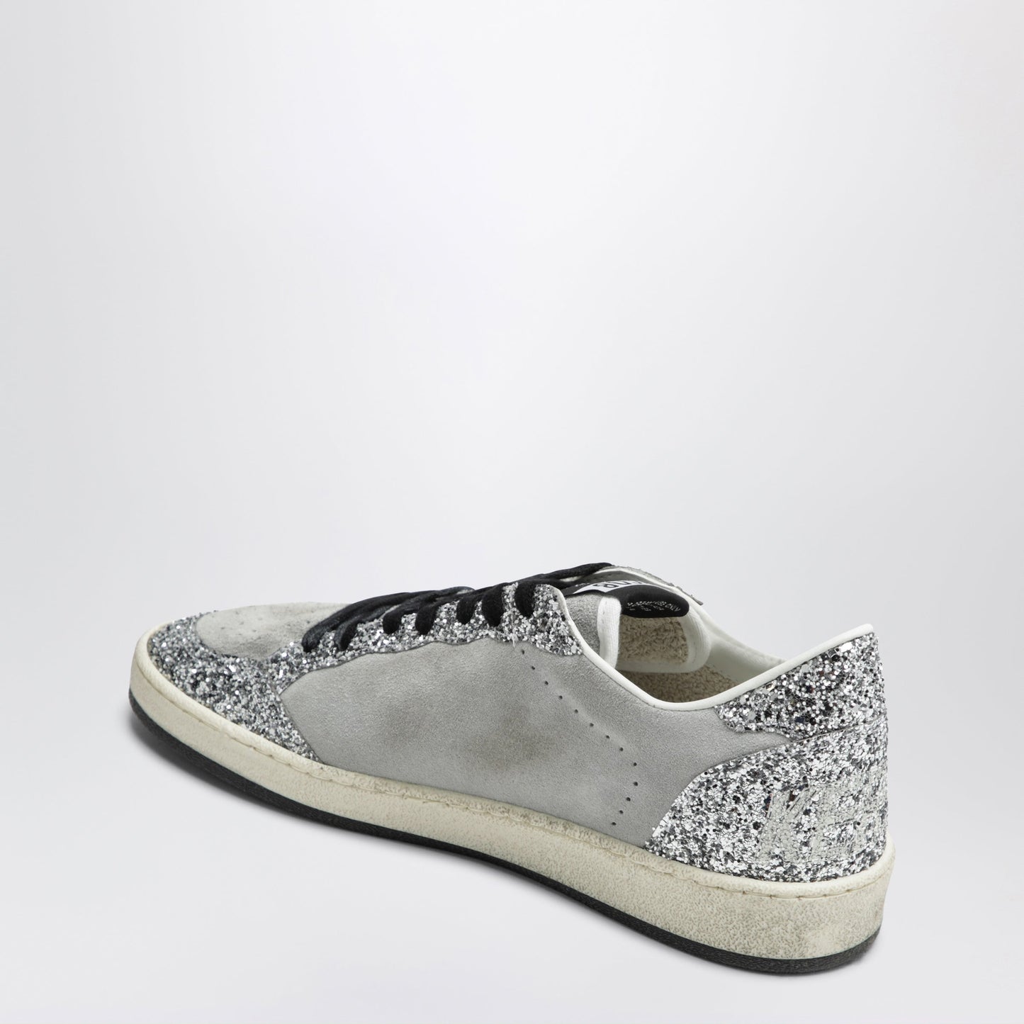 Golden Goose Ball Star Sneakers In Grey/White With Silver Glitter Women GOLDEN GOOSE