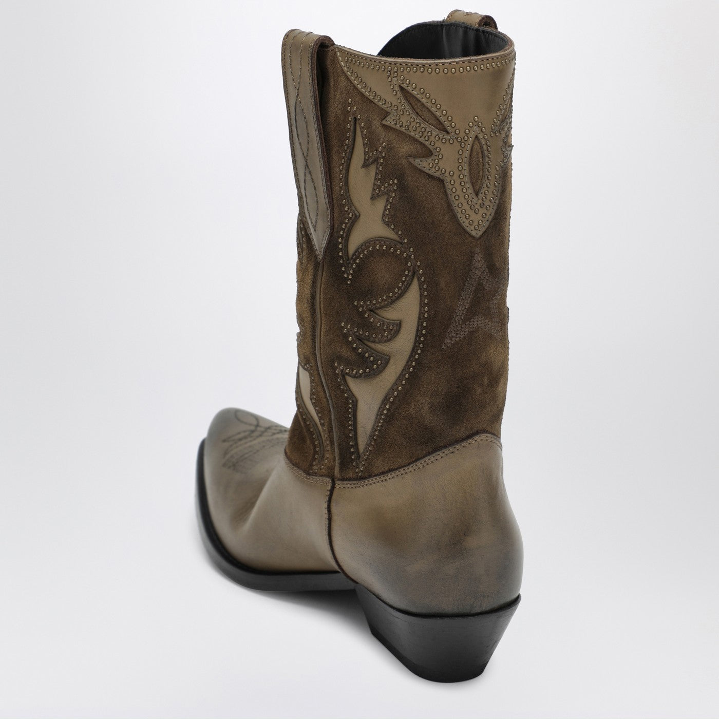 Golden Goose Wish Star Boots In Khaki Leather And Suede Women GOLDEN GOOSE