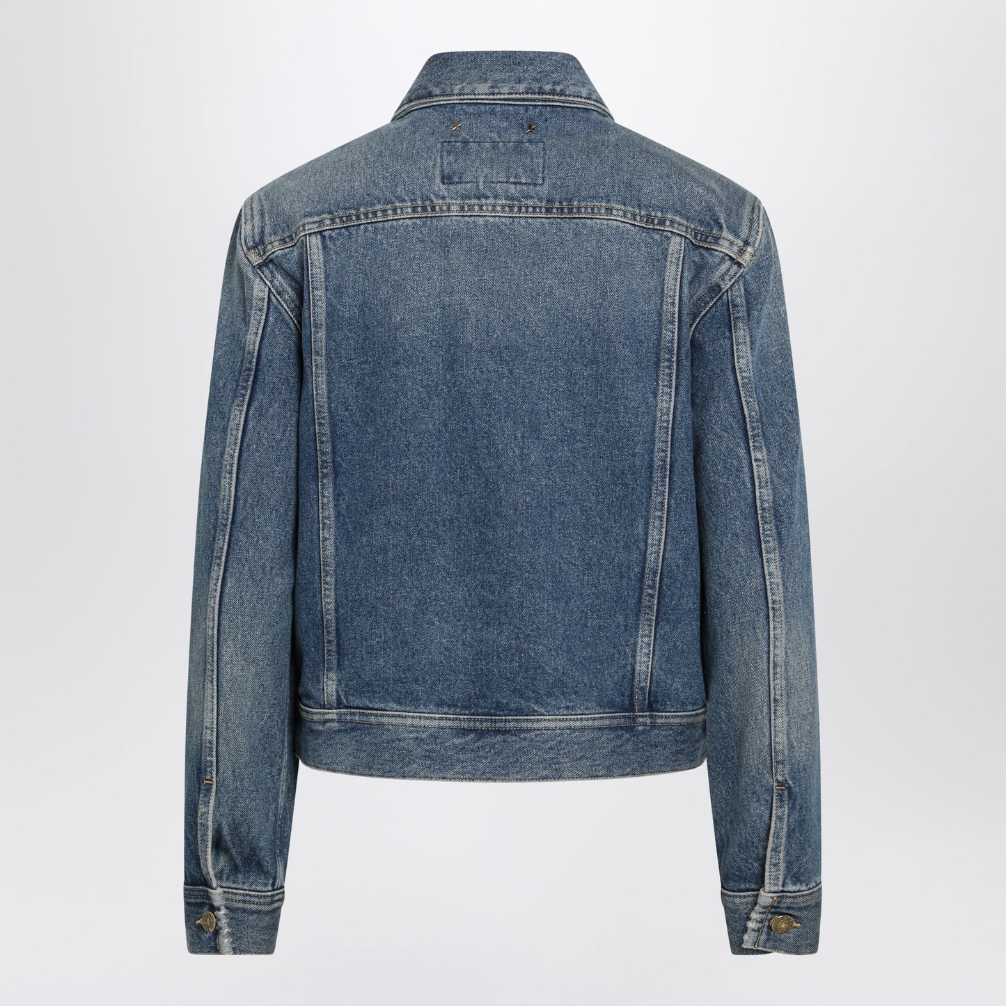 Golden Goose Blue Denim Jacket With Classic Collar And Logo Buttons Women GOLDEN GOOSE