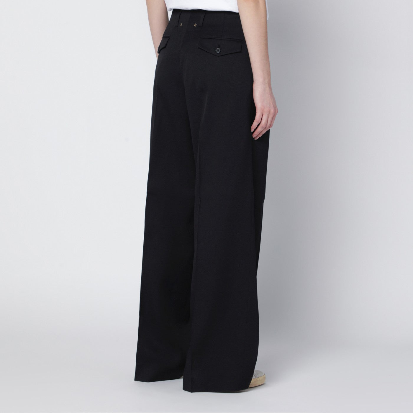 Golden Goose Wide Black Wool Trousers Women GOLDEN GOOSE