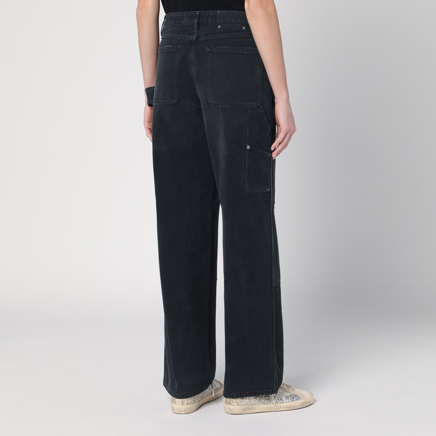 Golden Goose Wide Black Trousers In Denim Women GOLDEN GOOSE