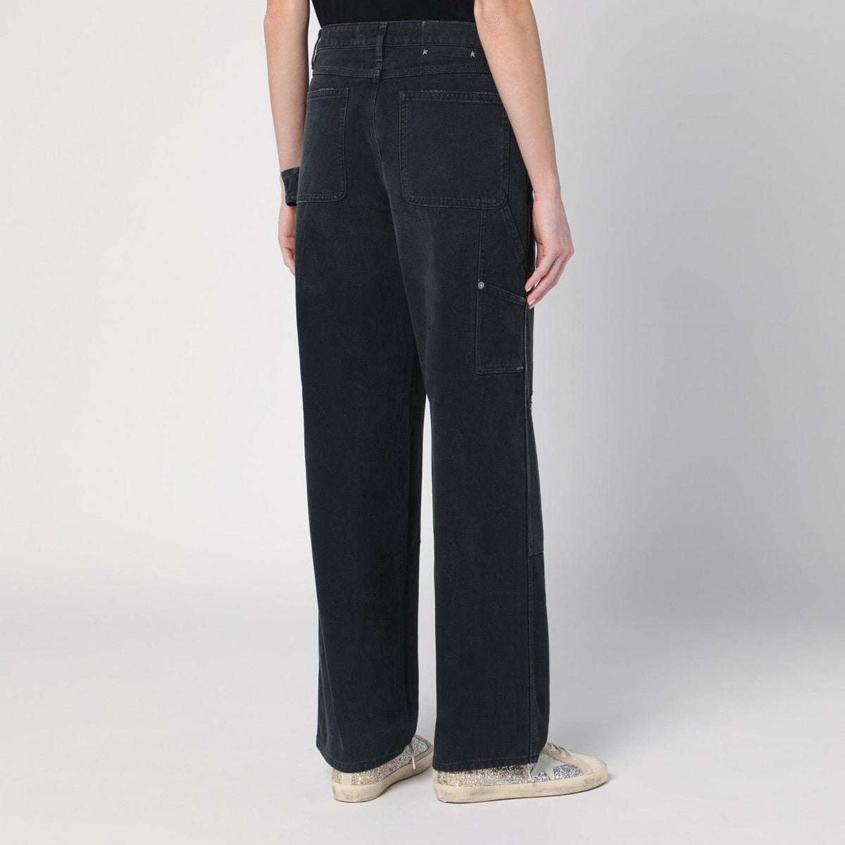 Golden Goose Wide Black Trousers In Denim Women GOLDEN GOOSE