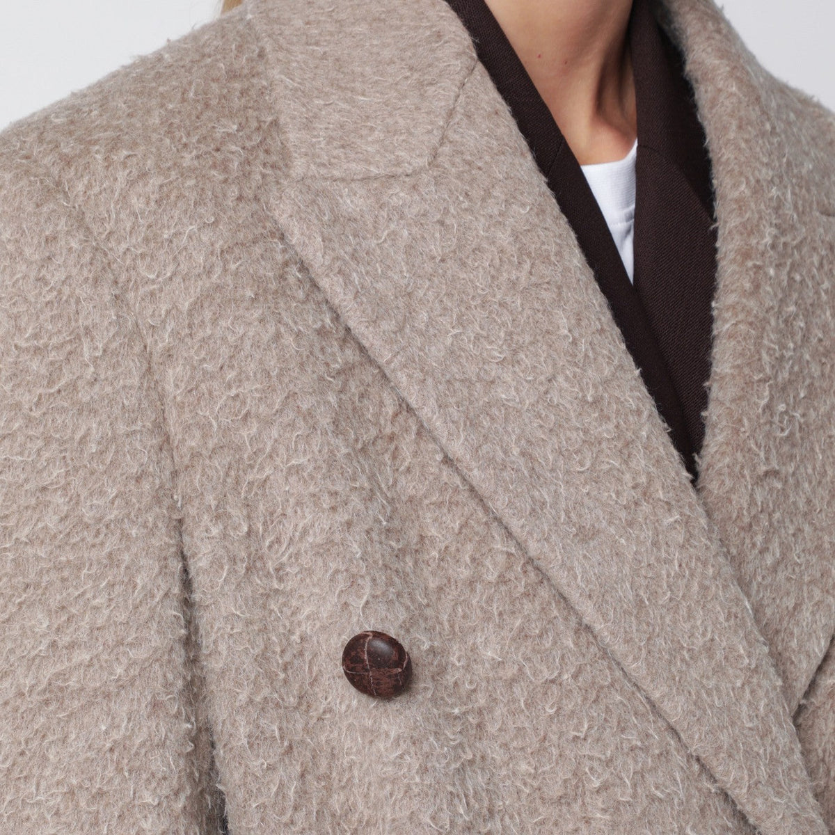 Golden Goose Greige Wool-Blend Belted Coat Women GOLDEN GOOSE