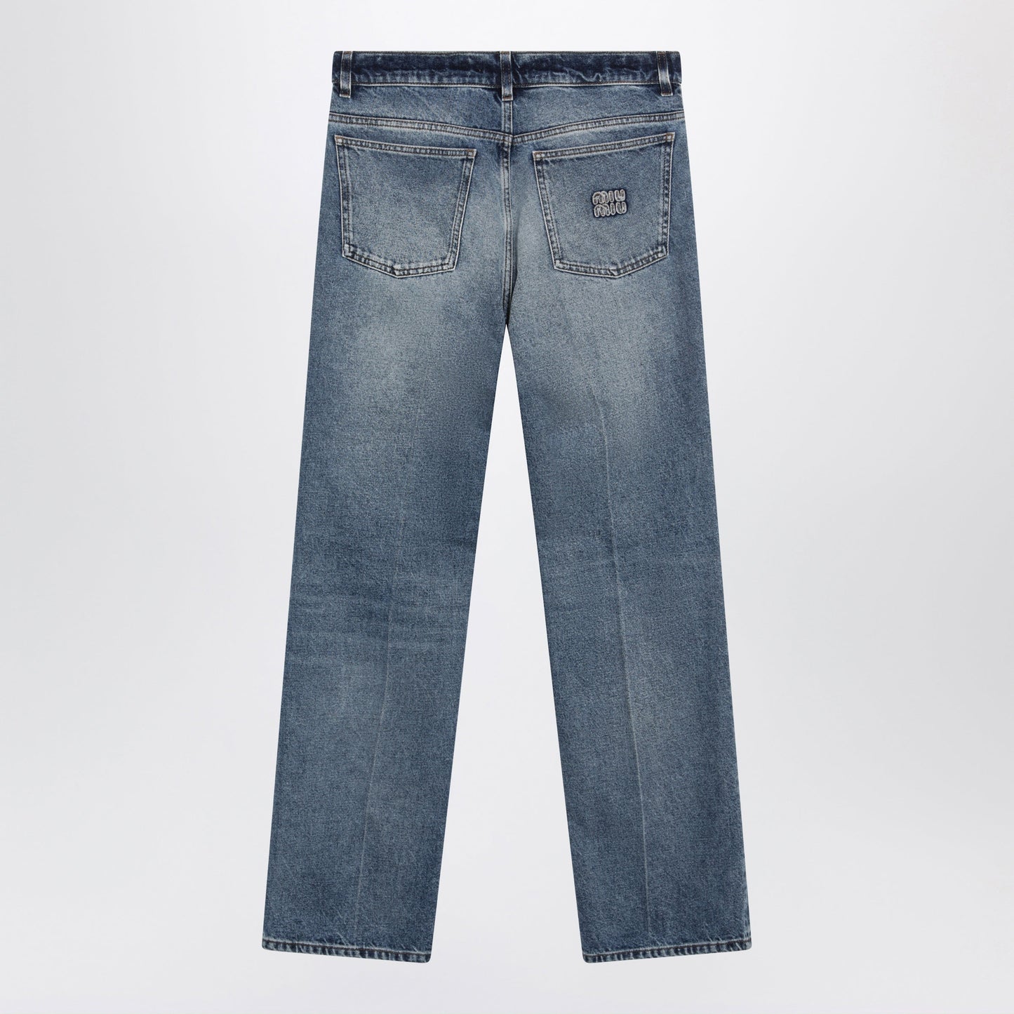 Miu Miu Stone-Washed Denim Trousers In Blue Cotton Women MIU MIU