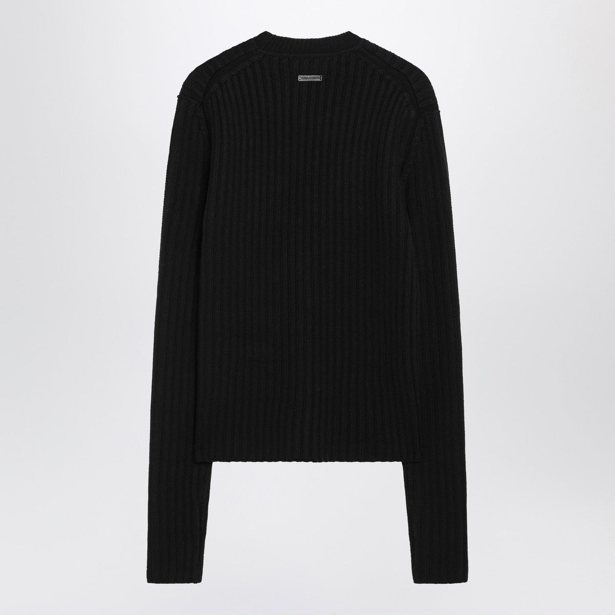 Dolce&Gabbana Black Ribbed Wool Sweater Men DOLCE & GABBANA