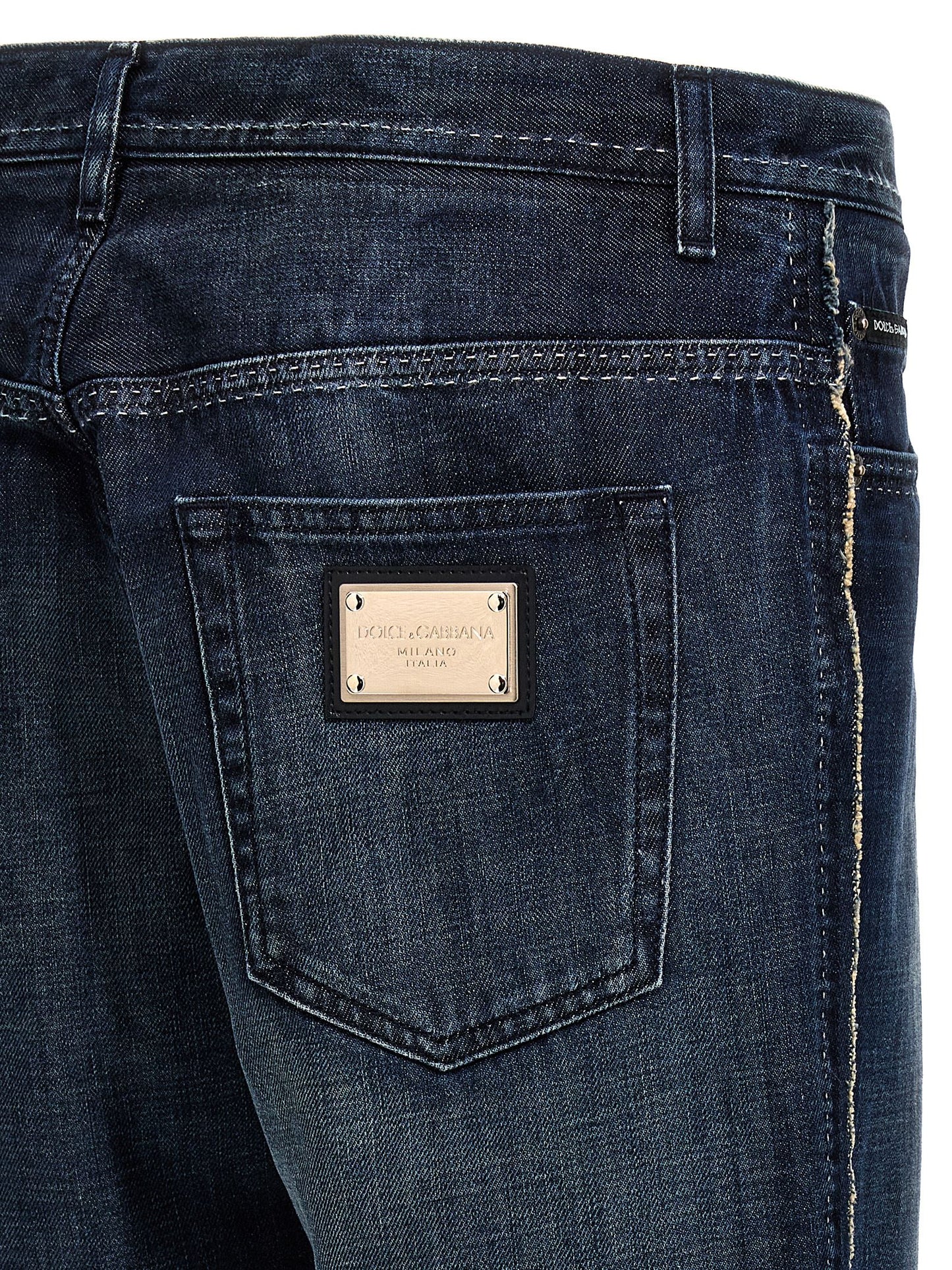 Dolce & Gabbana Men Fringed Stitching Jeans DOLCE & GABBANA