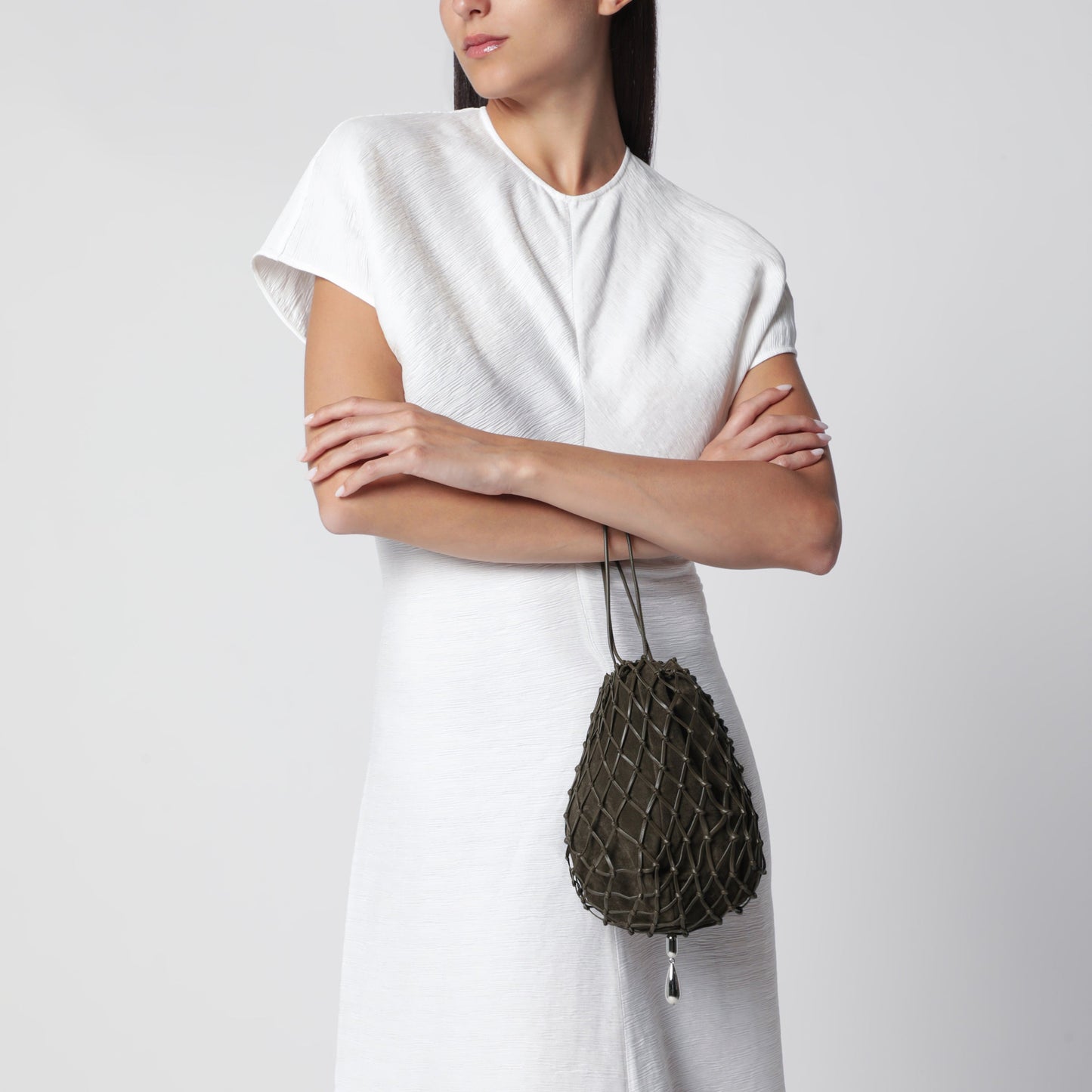 Savette Macrame Pouch In Brown Calf Leather Women SAVETTE