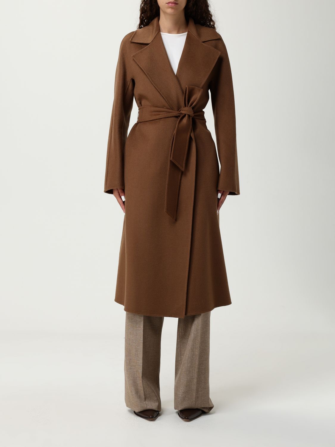 Max Mara Studio Coat Woman Brown MAX MARA STUDIO