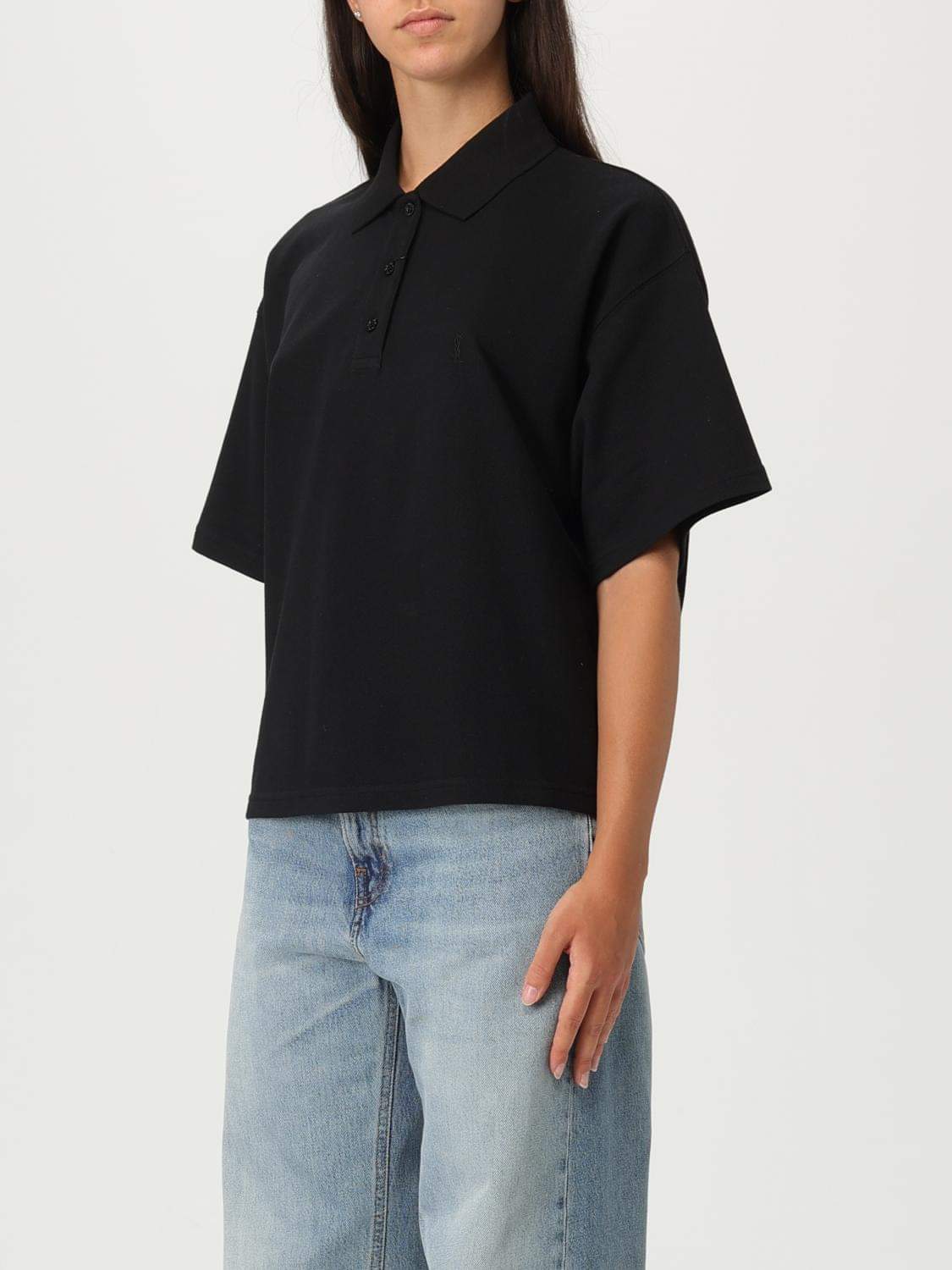 Saint Laurent Polo Shirt Woman Black SAINT LAURENT