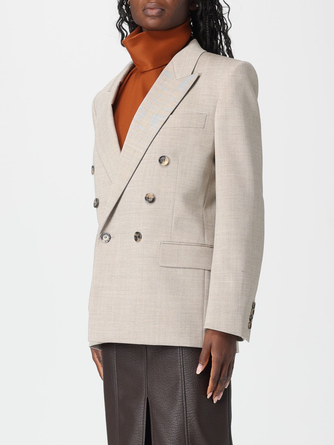 Saint Laurent Jacket Woman Beige SAINT LAURENT