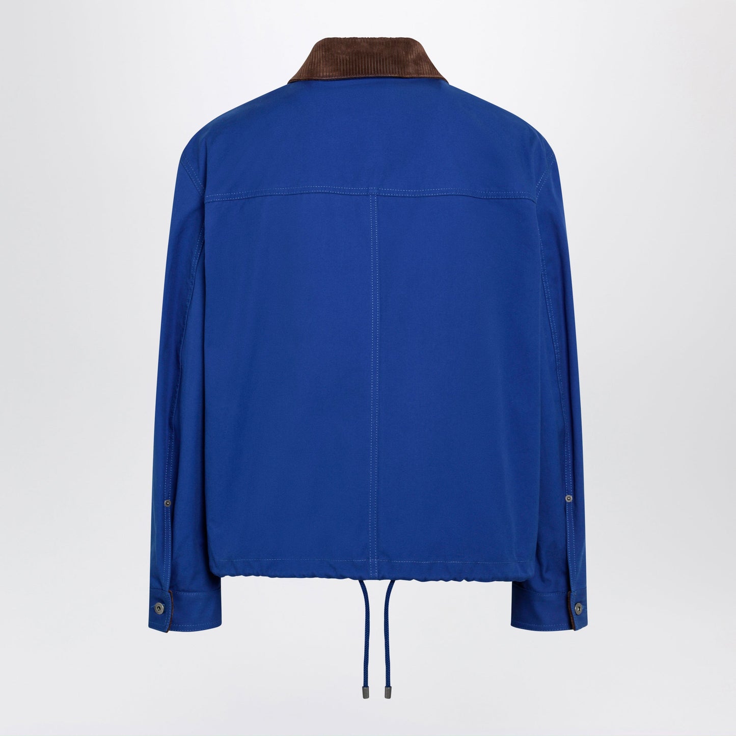 Loewe Long-Sleeve Cotton And Leather Jacket In Blue Men LOEWE