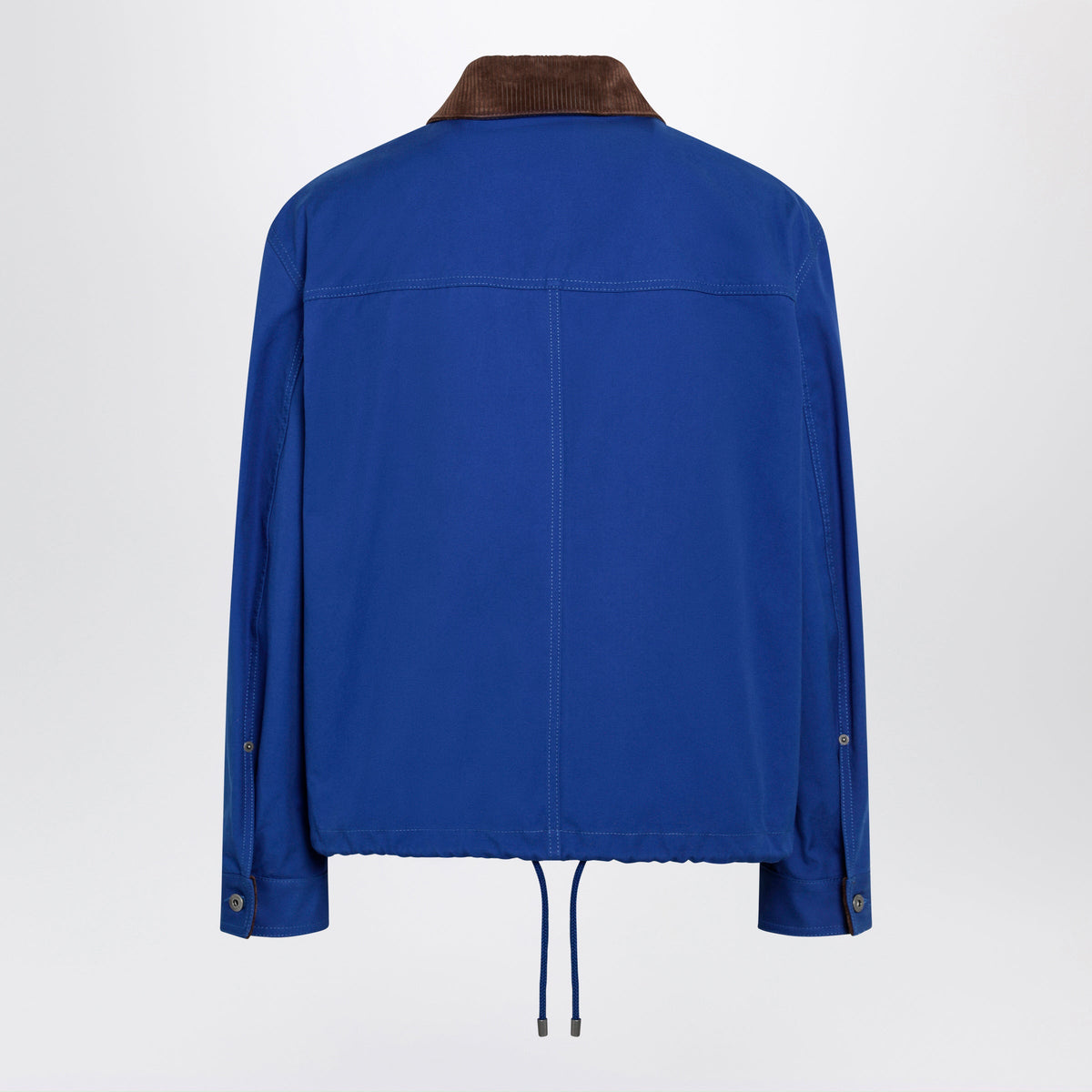Loewe Long-Sleeve Cotton And Leather Jacket In Blue Men LOEWE