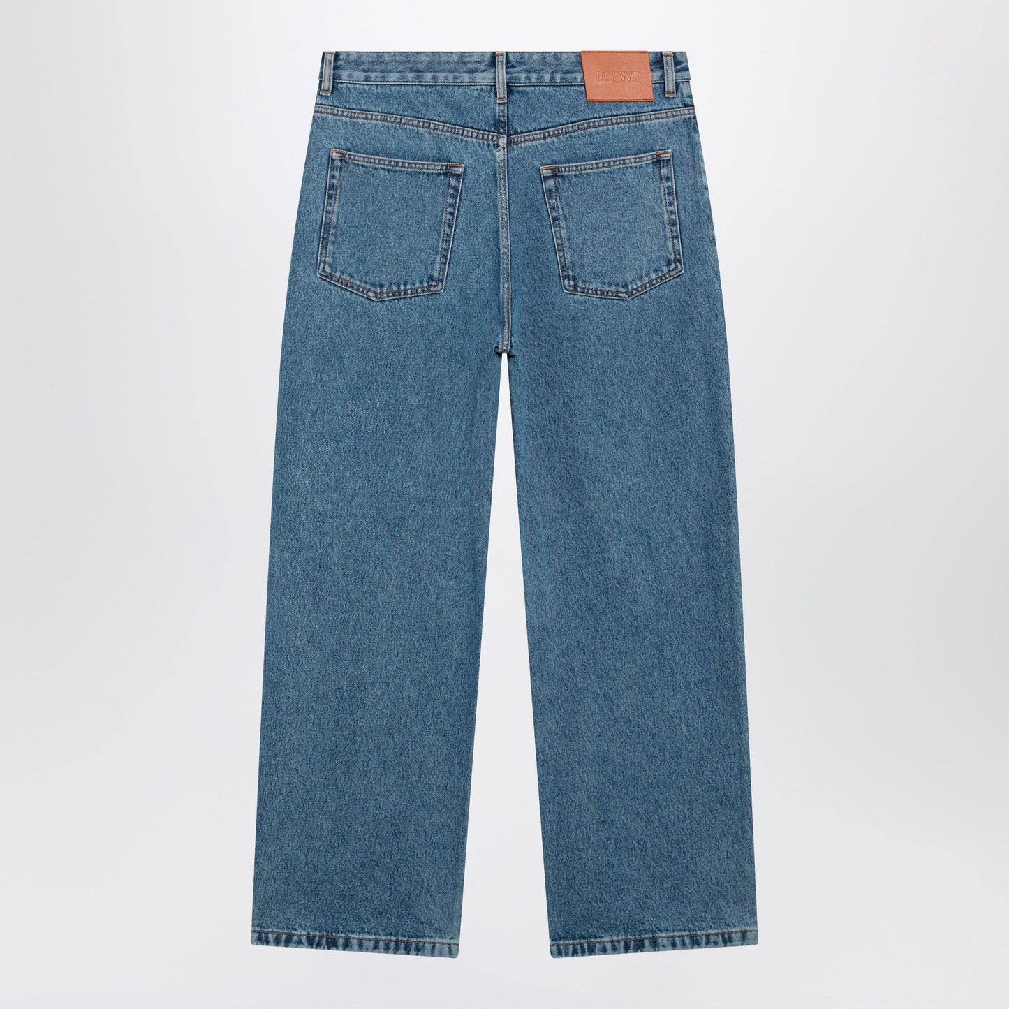 Loewe Baggy Anagram Embroidered Jeans In Washed Cotton Denim, Blue Men LOEWE