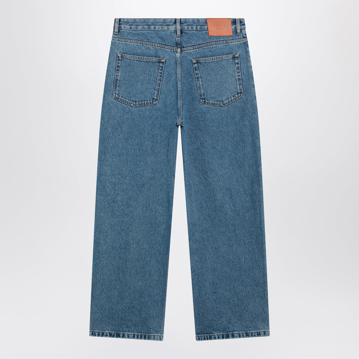 Loewe Baggy Anagram Embroidered Jeans In Washed Cotton Denim, Blue Men Men LOEWE