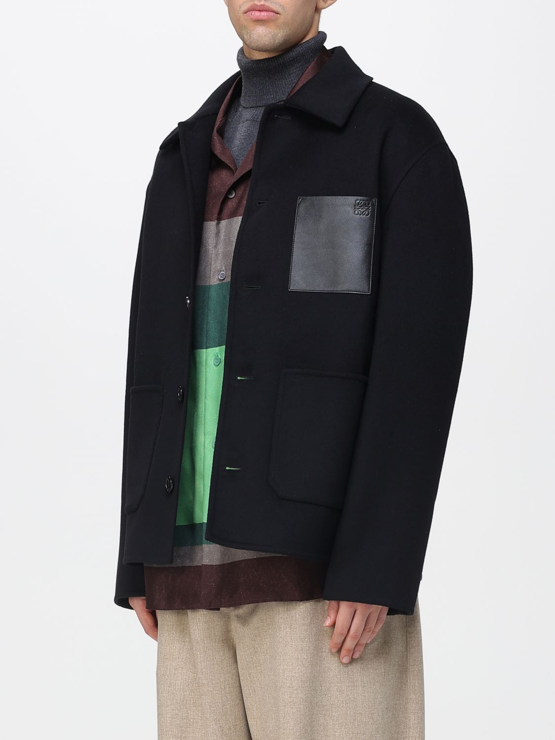 Loewe Coat Men Black LOEWE