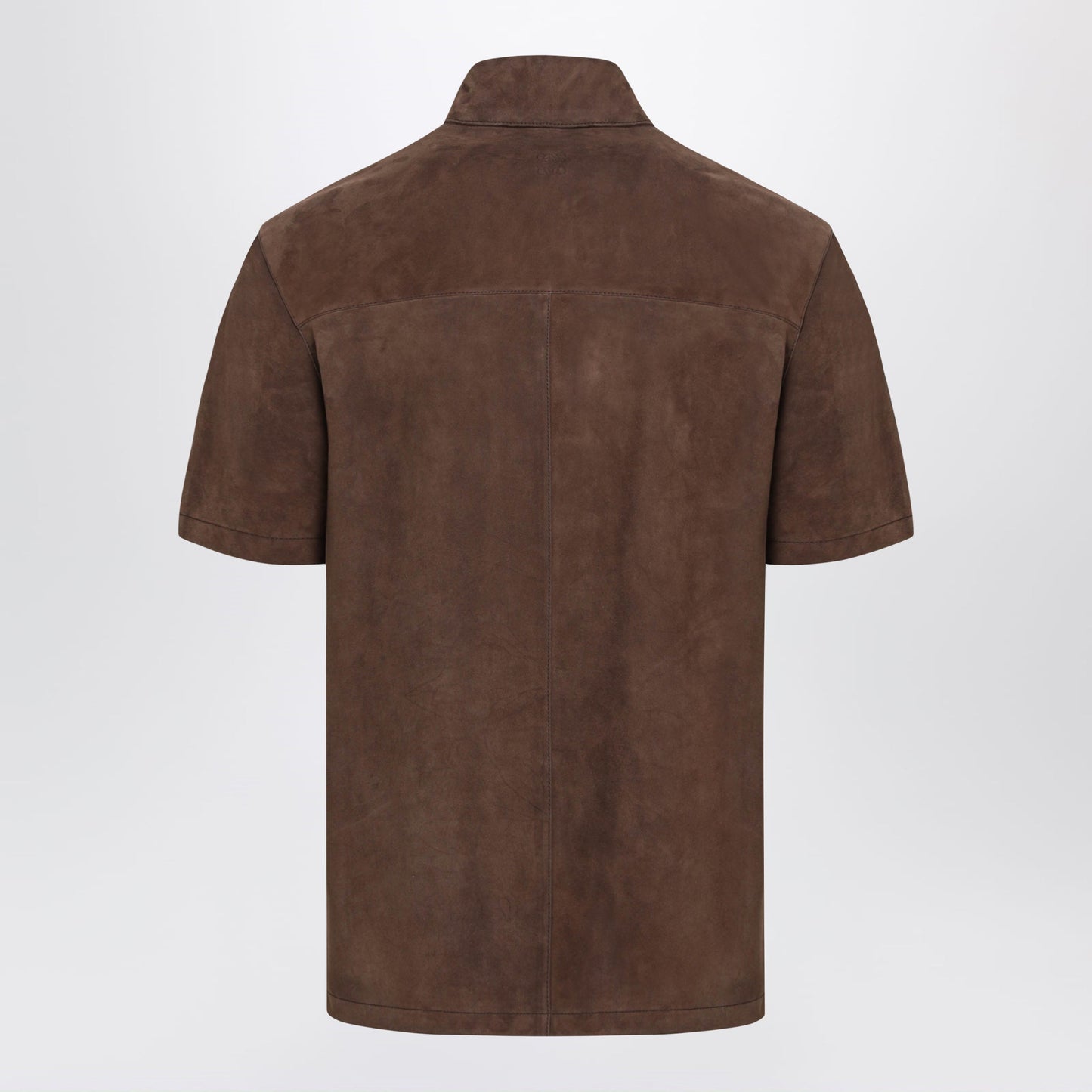 Loewe Short-Sleeved Shirt In Dark Brown Suede Goatskin Men LOEWE
