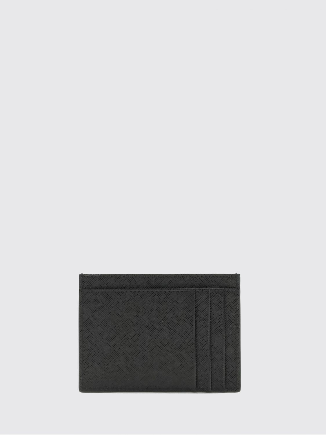 Prada Men Prada Calf Leather Card Holder With Triangle Logo
