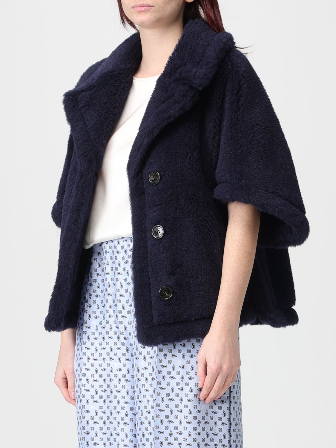 Max Mara Fur Coat Woman Blue MAX MARA