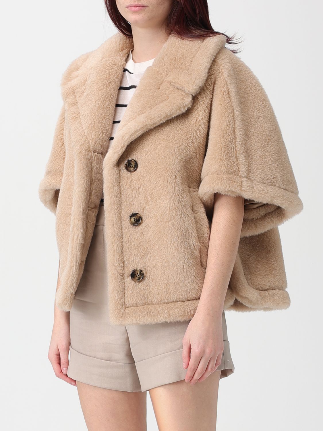 Max Mara Fur Coat Woman Sand MAX MARA