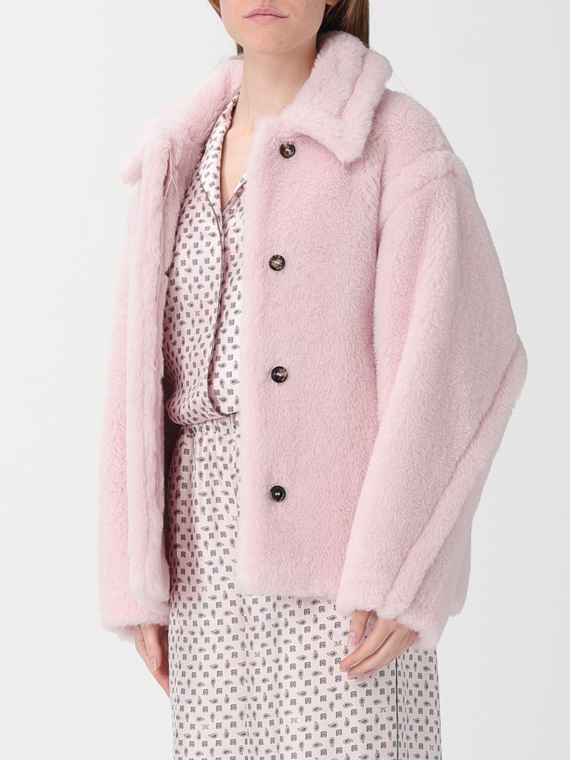 Max Mara Fur Coat Woman Pink MAX MARA