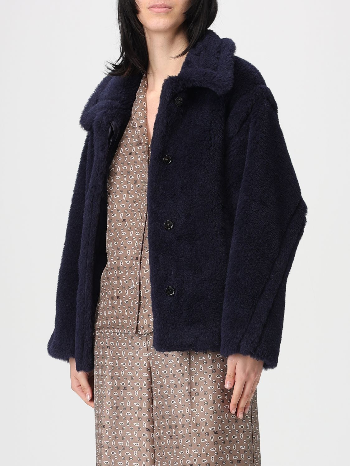 Max Mara Fur Coat Woman Marine MAX MARA