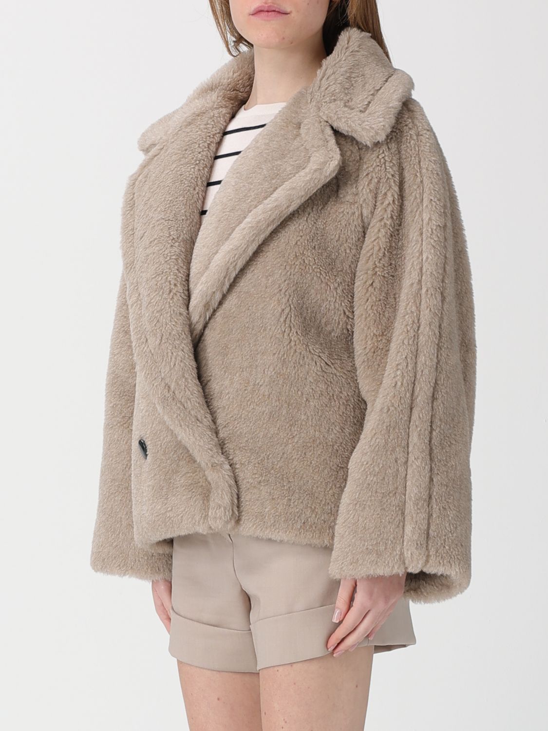 Max Mara Fur Coat Woman Sand MAX MARA