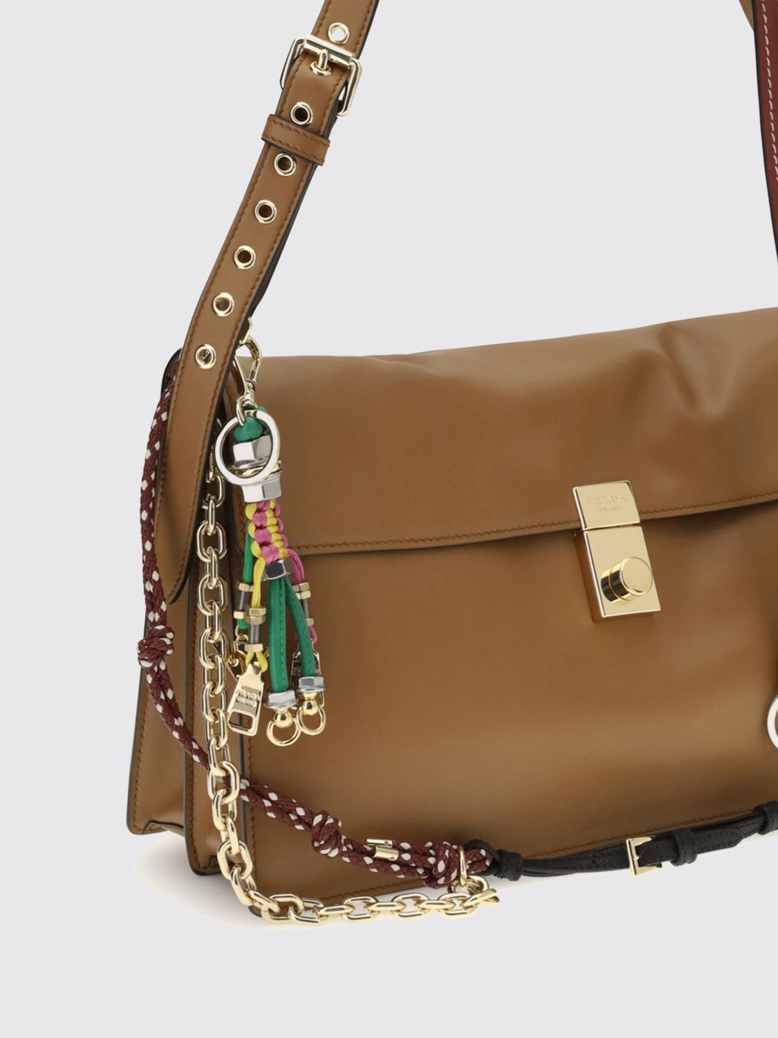 Prada Women Large Soft Sound Calf Leather Shoulder Bag Prada