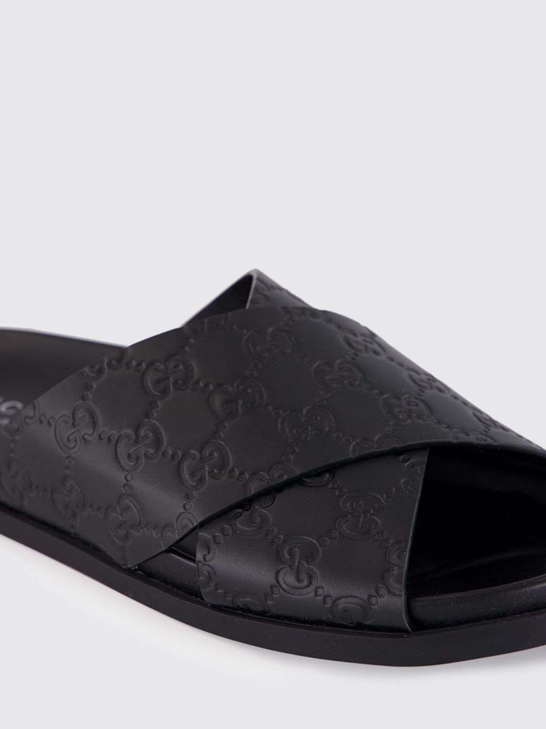 Gucci Men Leather Sandal With Gg Monogram Gucci GUCCI