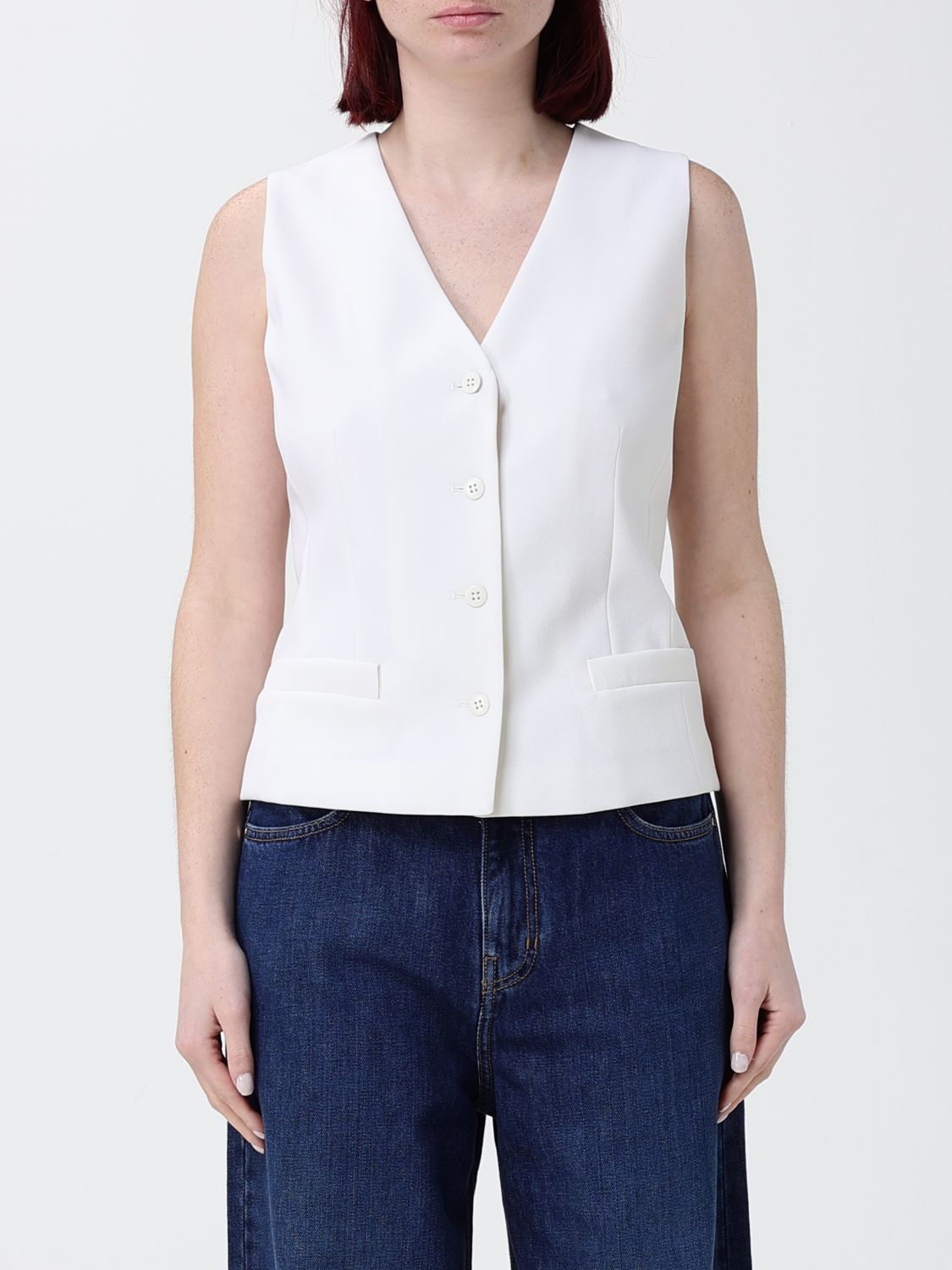 Max Mara Studio Waistcoat Woman White MAX MARA STUDIO