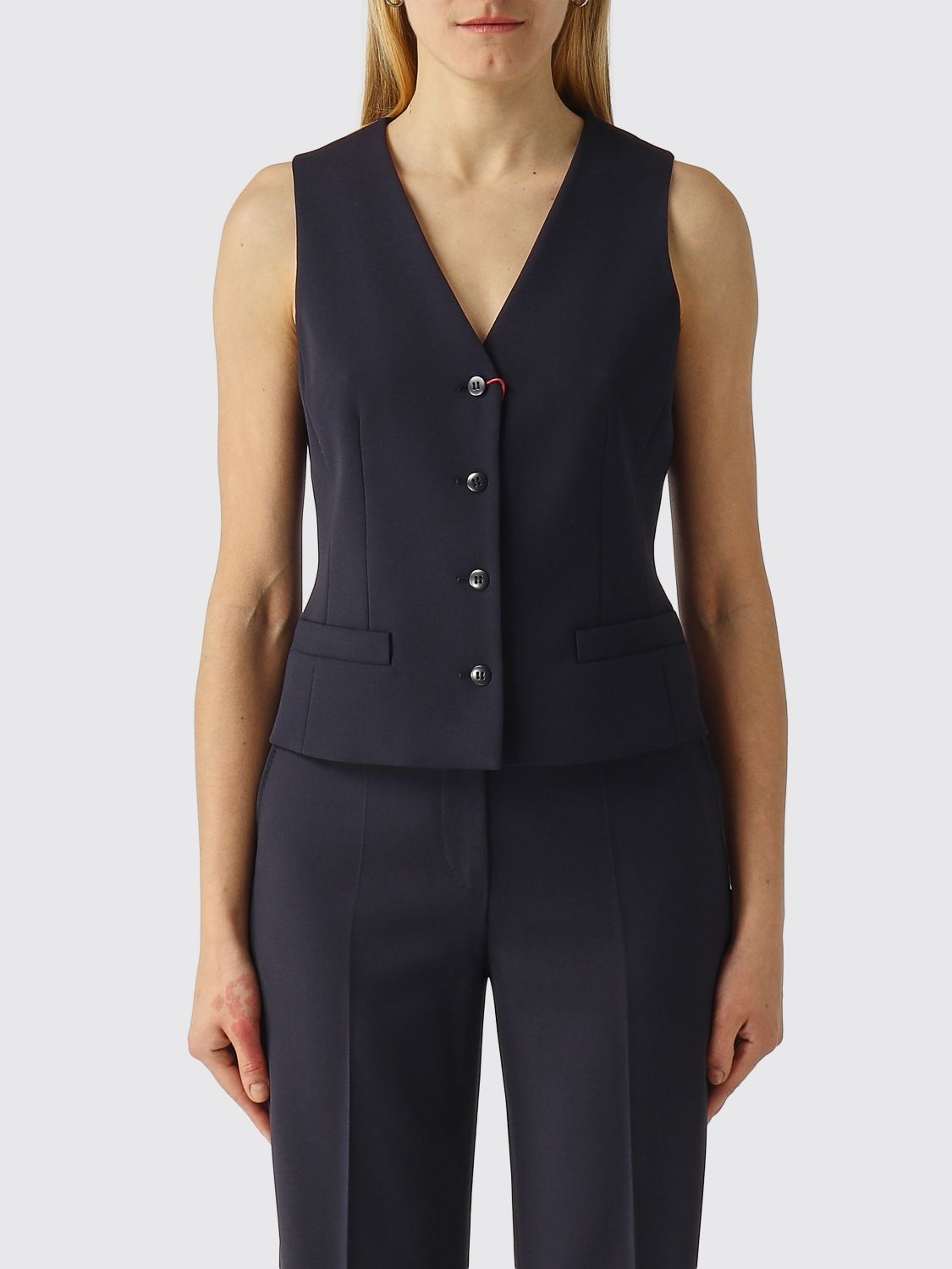 Max Mara Studio Waistcoat Woman Blue MAX MARA STUDIO