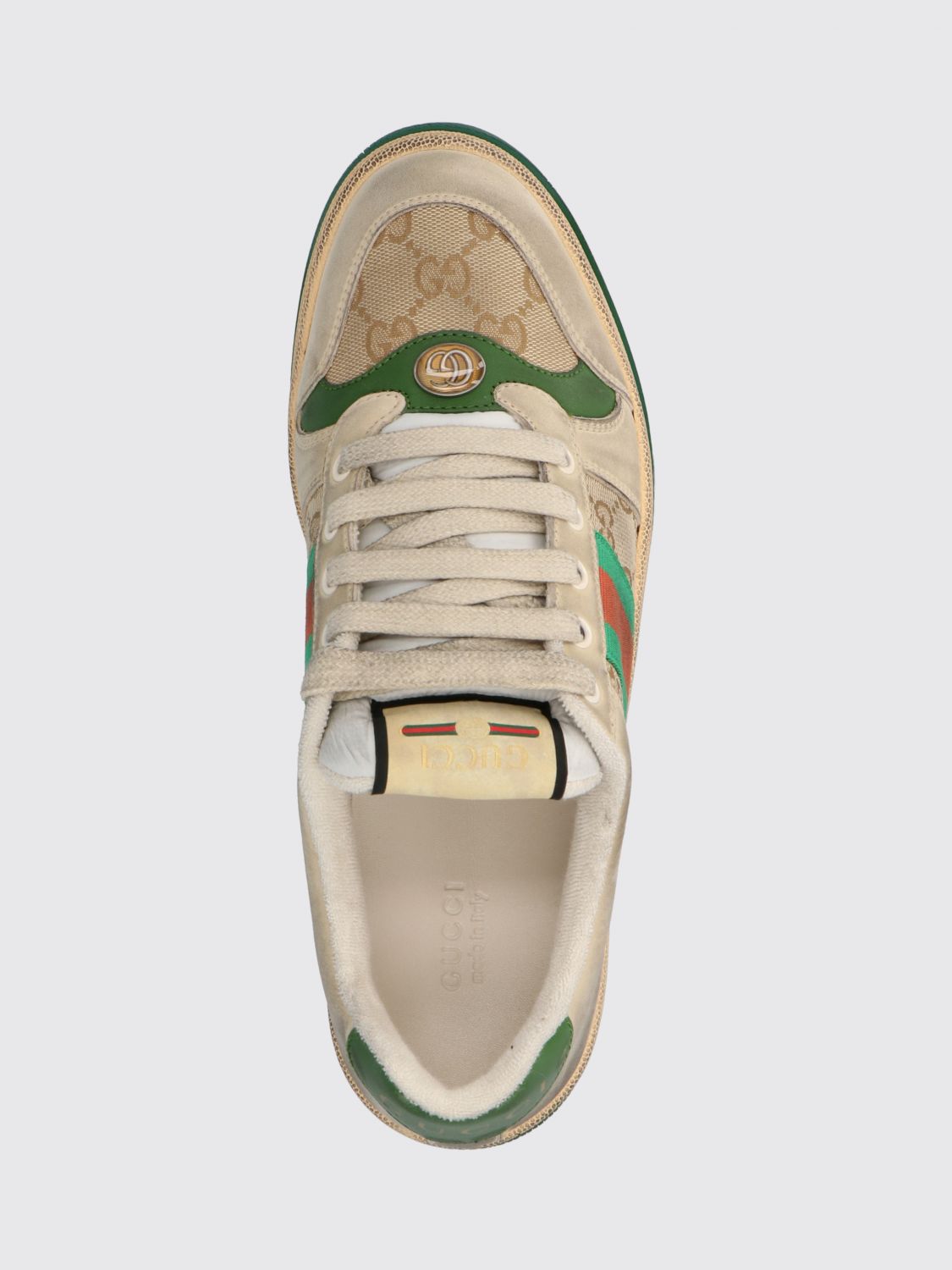 Screener Low-Top Leather And Cotton Sneakers Gucci With Gg Monogram GUCCI