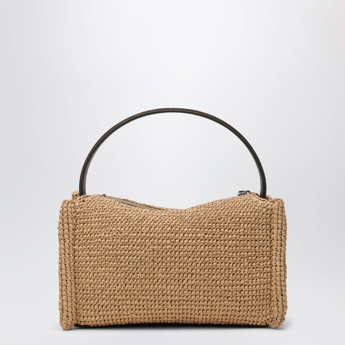 Jw Anderson Small Loafer Bag In Natural Raffia And Brown Leather Women J.W. ANDERSON