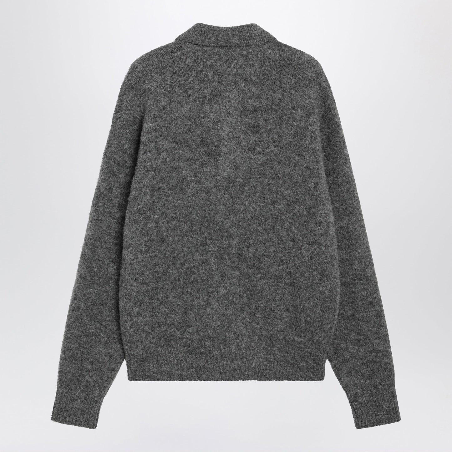 Ami Paris Charcoal Gray Wool And Alpaca Polo Shirt Men AMI PARIS