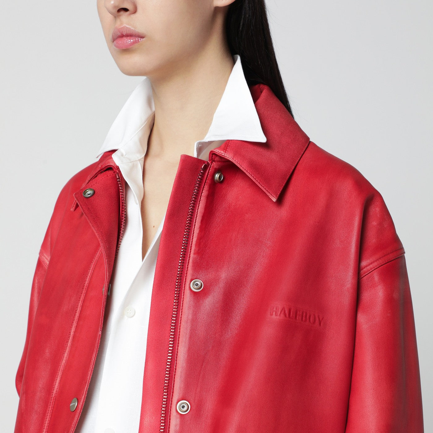 Halfboy Red Leather Parka Women HALFBOY