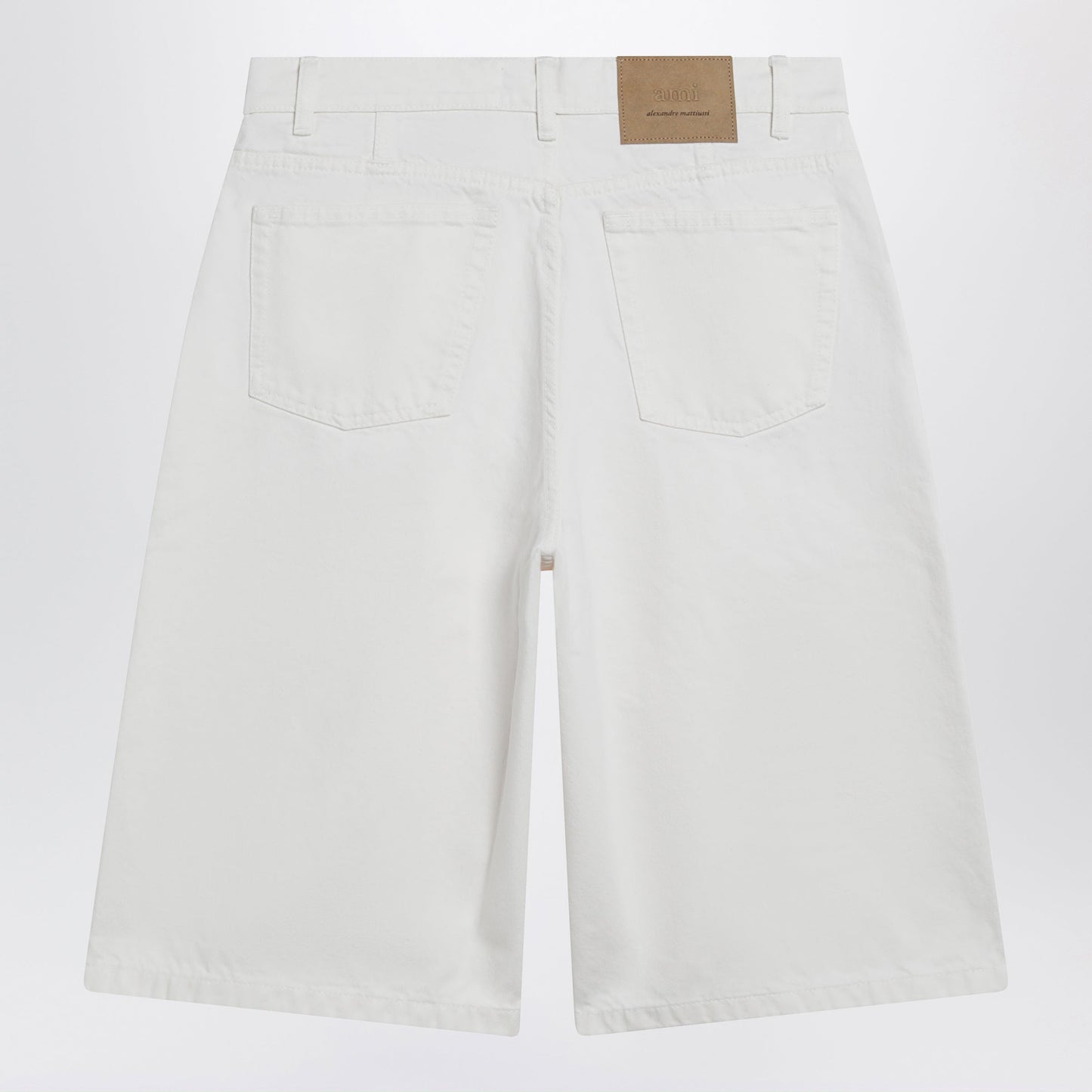 Ami Paris Wide-Fit Cotton Twill Bermuda Shorts In White Men AMI PARIS