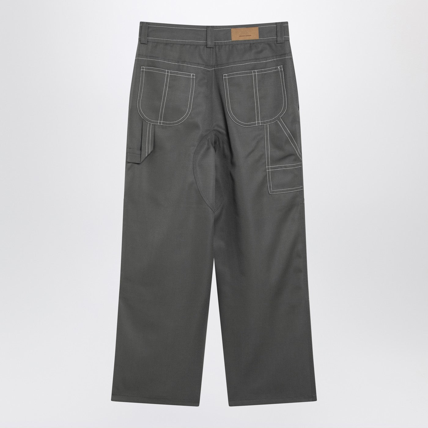 Ami Paris Grey Wool Canvas Workwear Trousers Men AMI PARIS