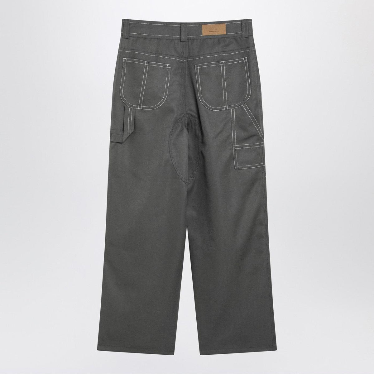 Ami Paris Grey Wool Canvas Workwear Trousers Men AMI PARIS