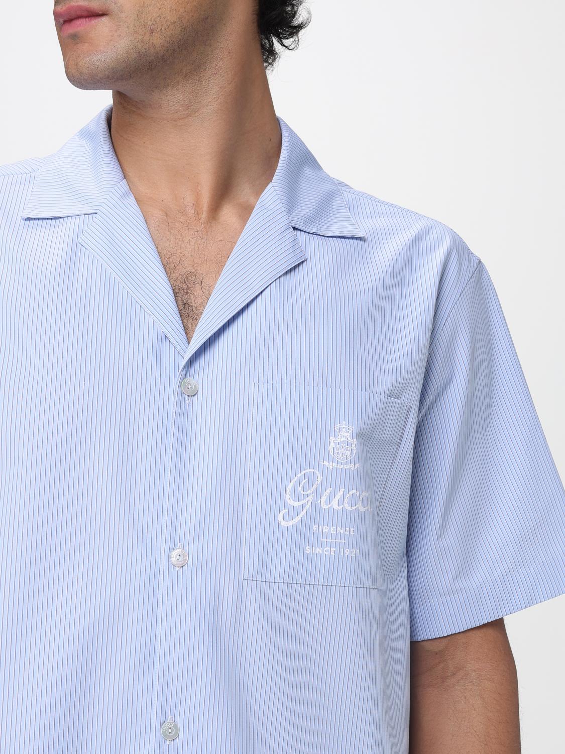Gucci Men Striped Cotton Casual Shirt Gucci With Logo GUCCI