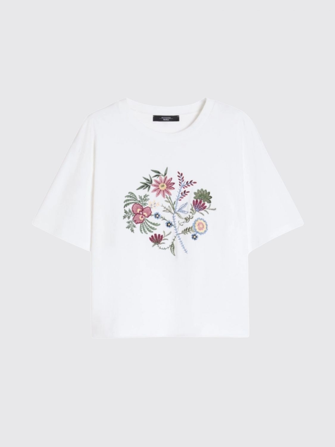 Weekend Max Mara Women Cotton T-Shirt With Floral Embroidery Weekend Max Mara WEEKEND MAX MARA