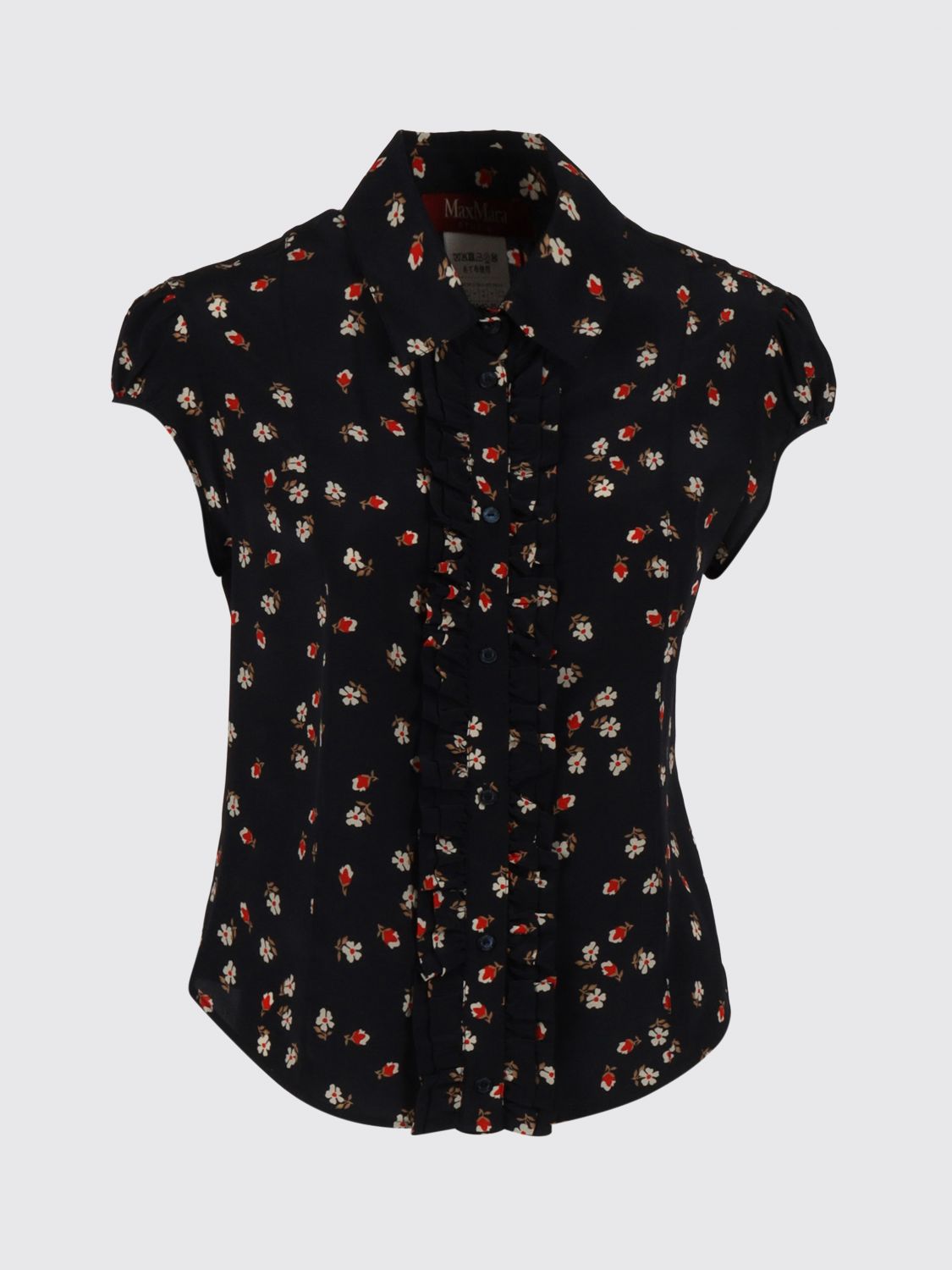 Max Mara Studio Women Max Mara Studio Silk Shirt With Floral Print MAX MARA STUDIO