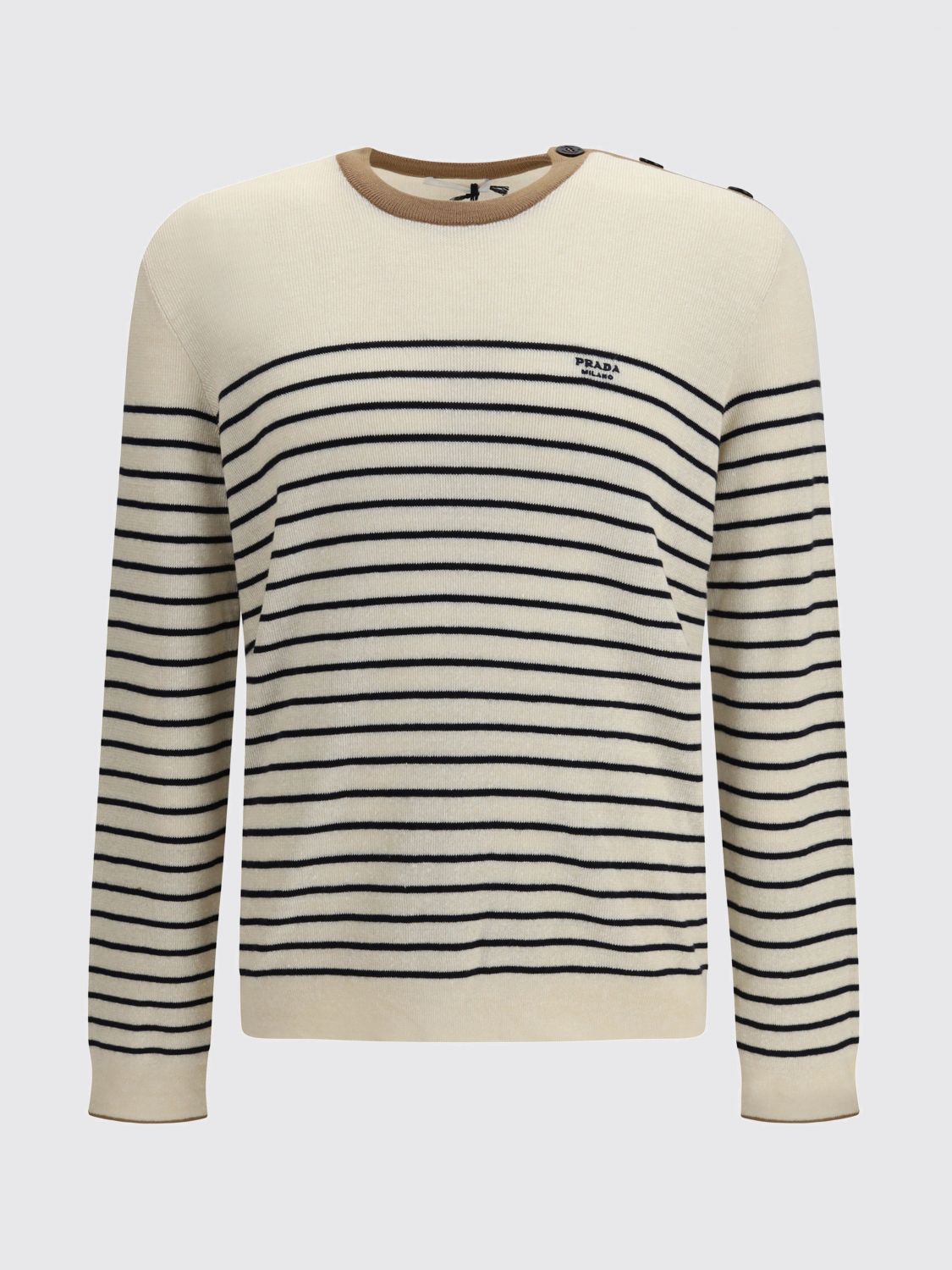 Prada Men Prada Striped Cotton And Linen Sweater PRADA