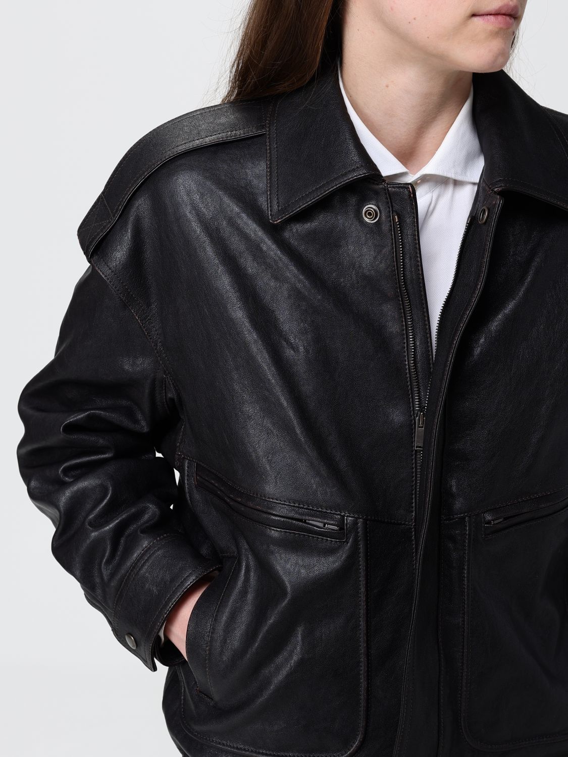 Saint Laurent Jacket Woman Brown SAINT LAURENT